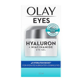 Olay Eyes Hyaluron + Niacinamide Eye Gel packaging on a white background